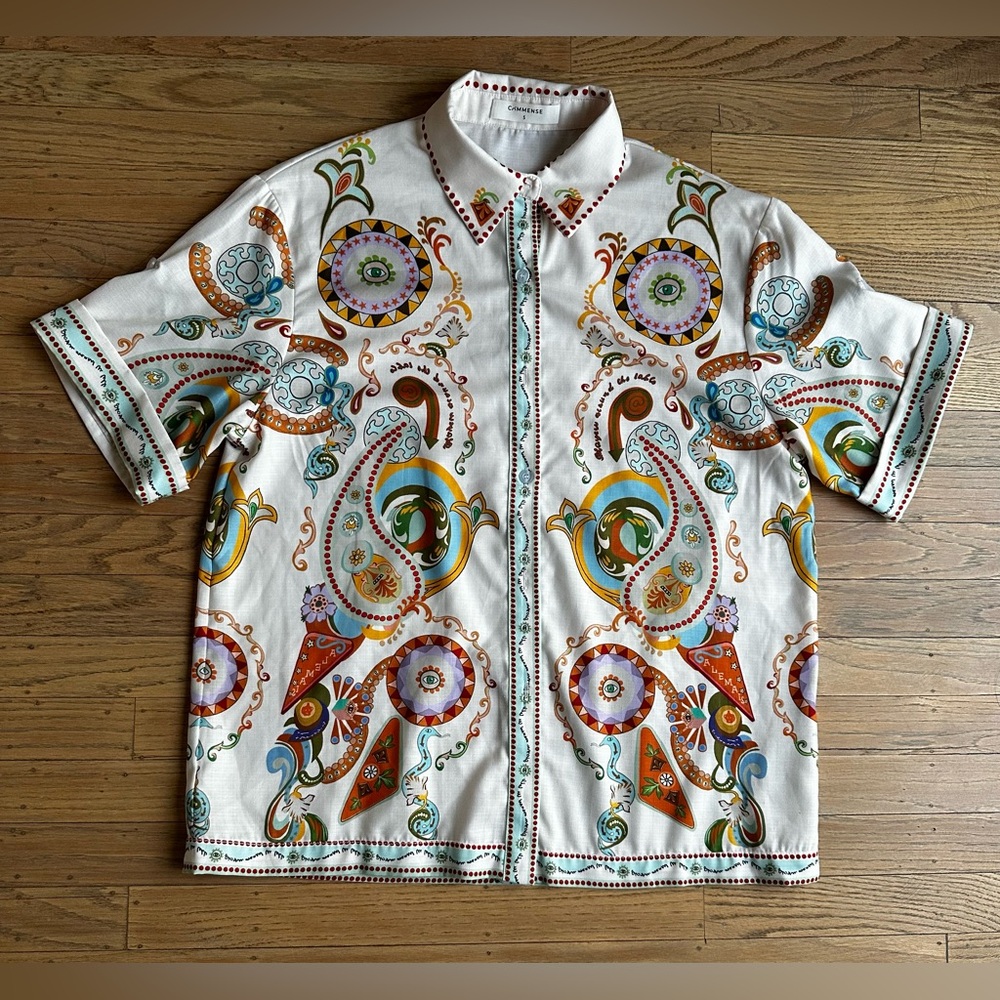 COMMENSE Colorful Paisley Short Sleeve Shirt | size: small